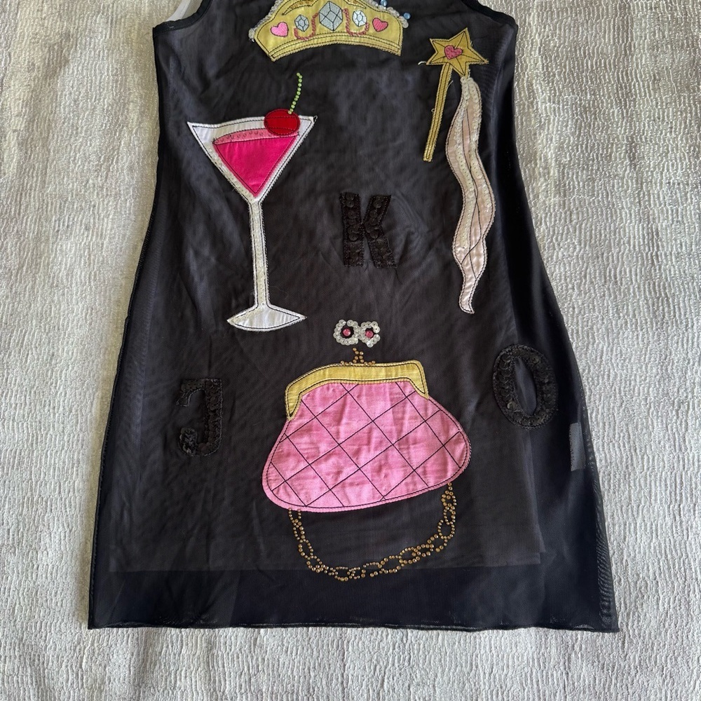 Mona Lisa Black Dress with Pink and Gold Embellishments, Size 8 - Picture 4 of 9